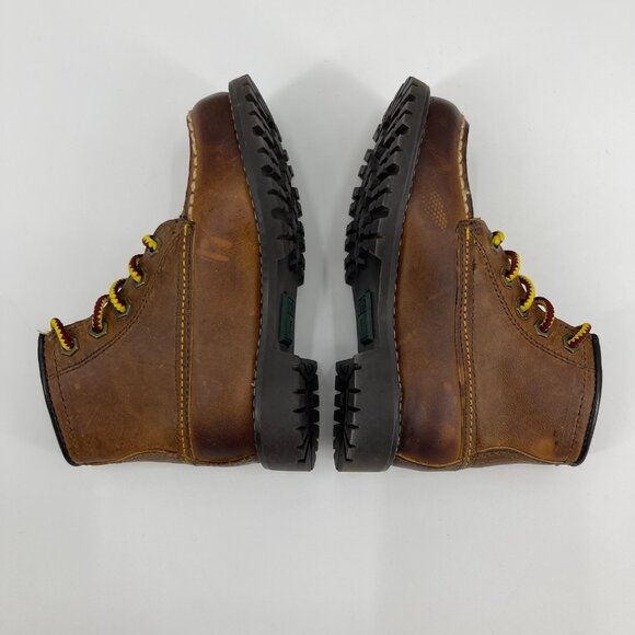 Frye Youth 8.5 Dakota Brown Leather Moc Toe Mid Lace Up Boots Preppy Lug Soles - Picture 5 of 13
